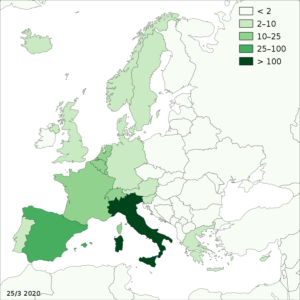 Deaths due to COVID-19 in the European Union by Natural Earth: Tom Patterson, Nathaniel Vaughn Kelso and other contributors