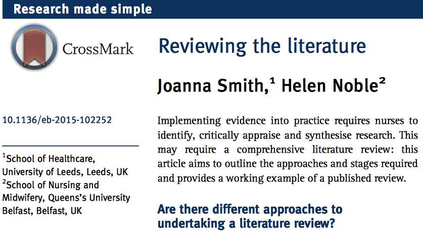 literature review nursing examples