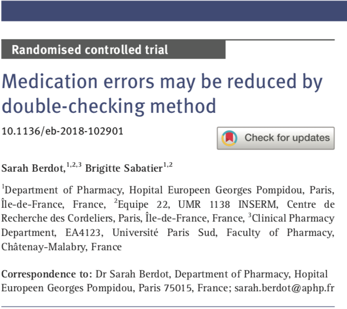 Navigating Independent Double Checks for Safer Care: A Nursing Perspective