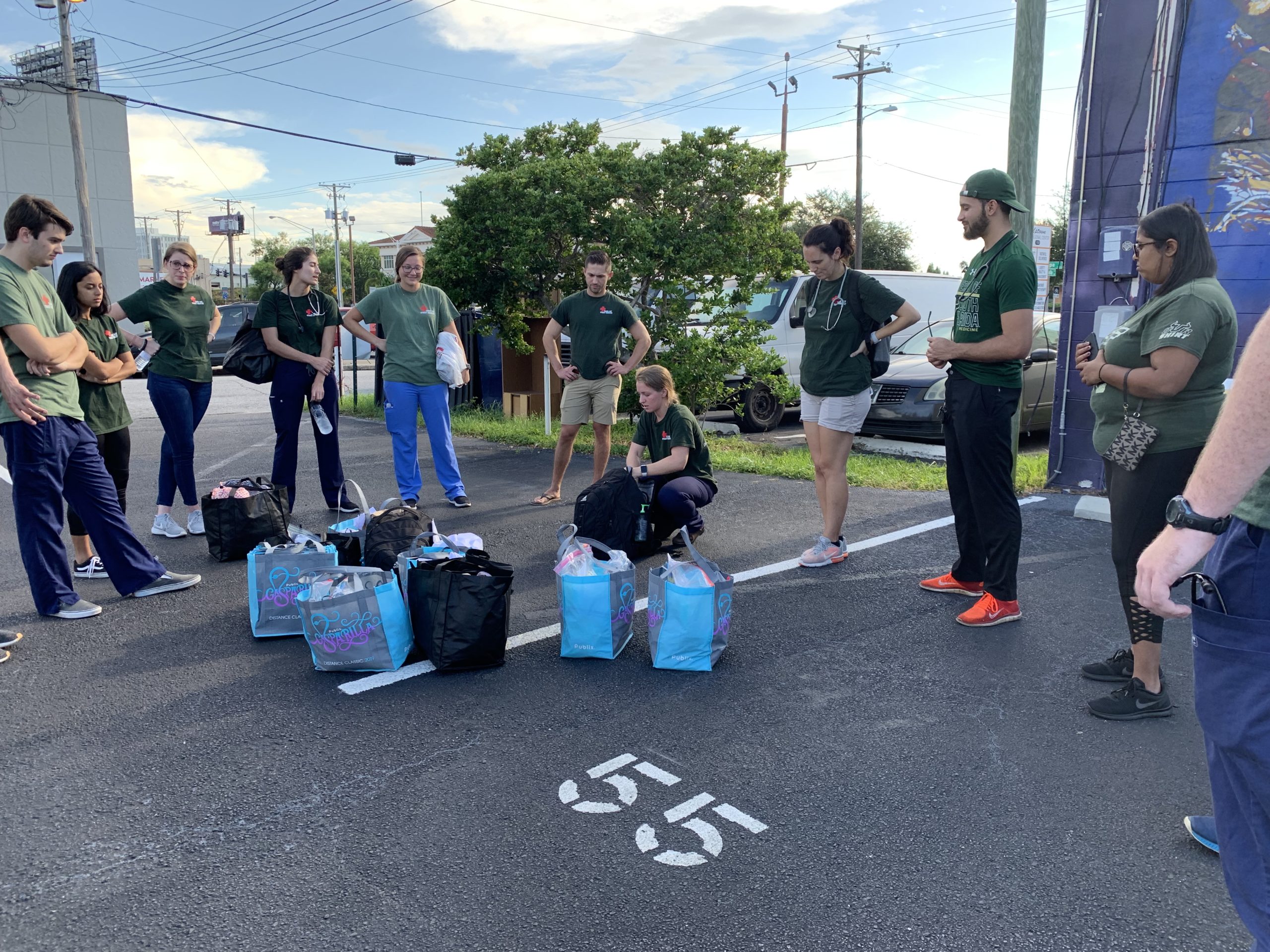 A “street run” to help the homeless by medical students at the University of South Florida Morsani College of Medicine. Photo by the authors.