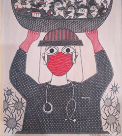 Ambika Devi’s mithila painting Tribute to the Doctors