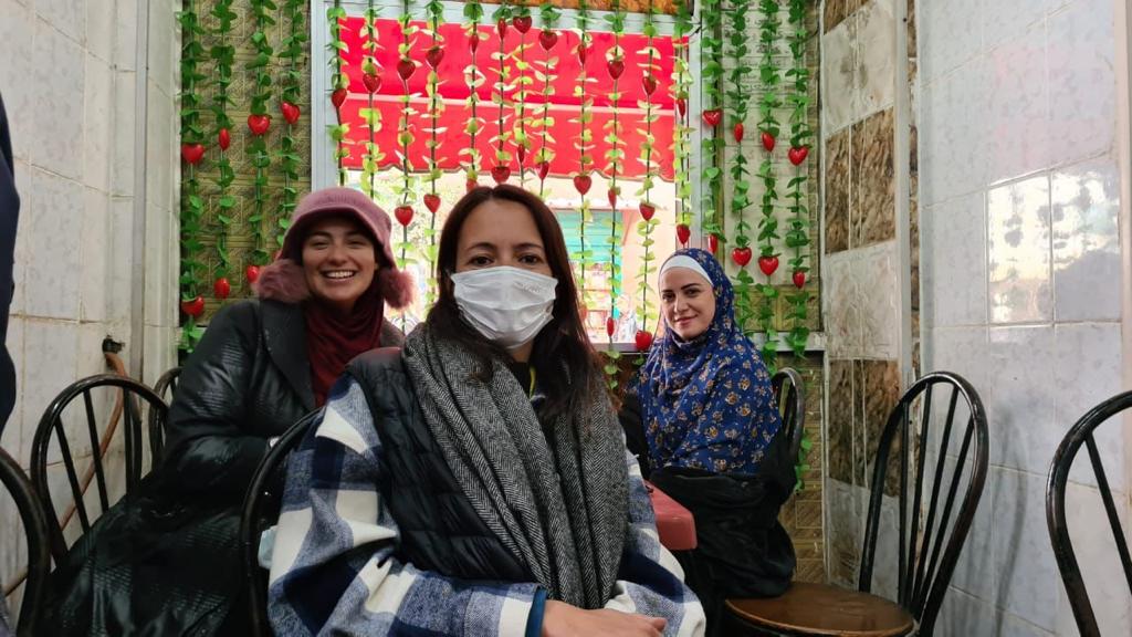 Riham Abdel Ghafour, Mariam Abou Ouf and Tharaa Goubail (from right to left)