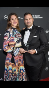 Hassiba Freiha and Kenton Oxley, 'Farah' co-directors, receiving the Jury Award for Best Feature at Chelsea Film Festival (New York)