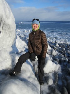 Dr Eleanor Jansen gets to grips with a new system in Kodiak, Alaska.